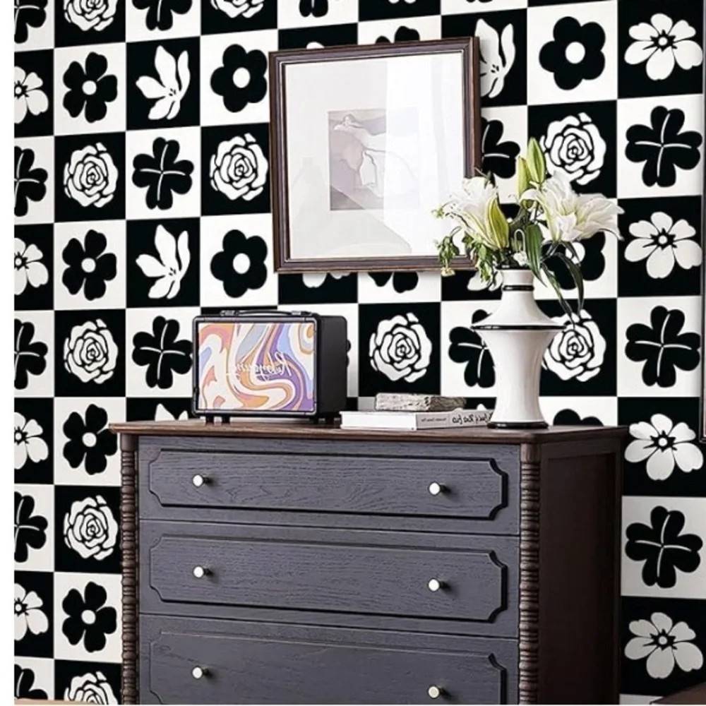Black and White Floral Peel and Stick Wallpaper